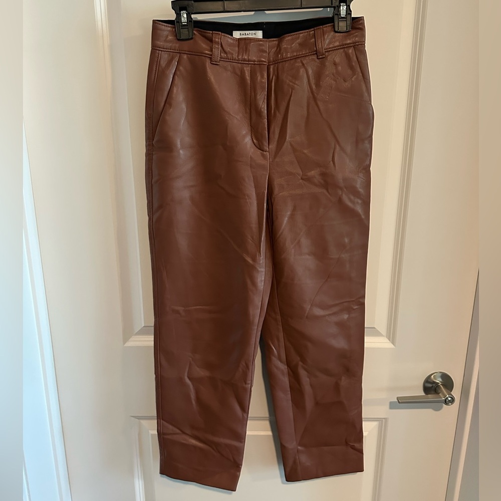 Babaton Brown Faux Leather Pants